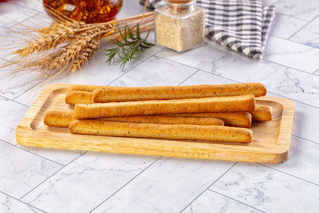 Baked Italian Grissini sticks heap for snack