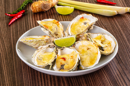 Gourmet baked oysters with parmesan cheese