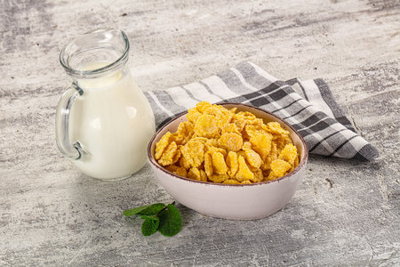 Corn flakes with milk for heapthly breakfast