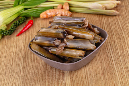 Fresh raw razor fish mollisc for cookingの写真素材