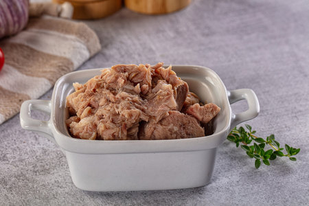 Prepared Canned tuna fillet for salad