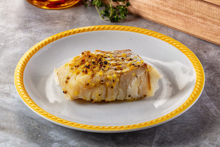 Steamed dietary cod fish fillet with spices