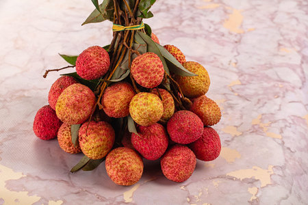 Sweet juicy ripe tropical lychee fruitの写真素材