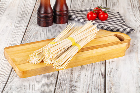 Raw dry wheat udon noodles for cooking