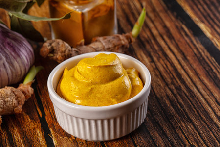 Indian yellow spicy curry sauce dip