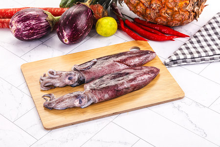 Raw fresh young squid for cooking