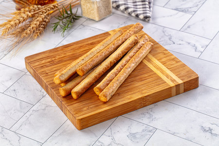 Baked Italian Grissini sticks heap for snack