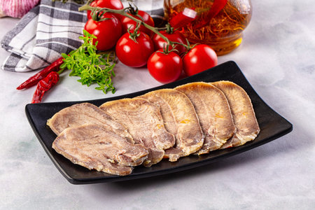 Boiled beef tongue slices appetizer snack