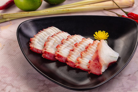 Gourmet Japanese raw octopus sashimi appetizer