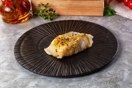 Steamed dietary cod fish fillet with spices