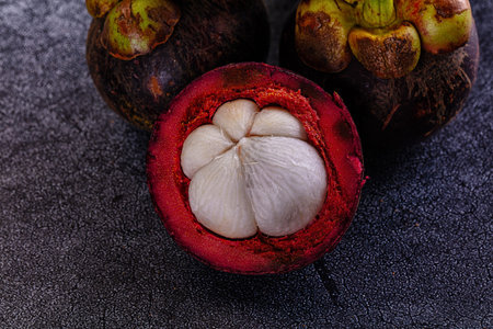 Sweet tropical exotic juicy mangosteen fruitの写真素材