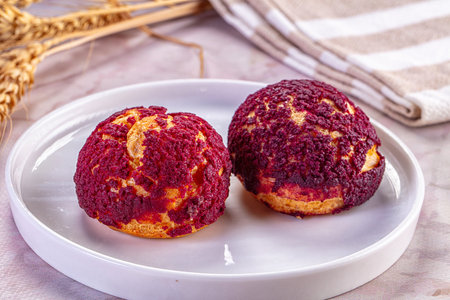 French Dessert Shu with cream and glazed