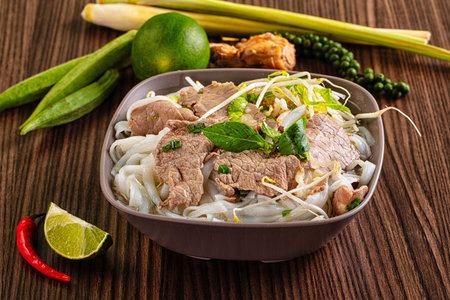 Vietnamese traditional pho bo soup with beef