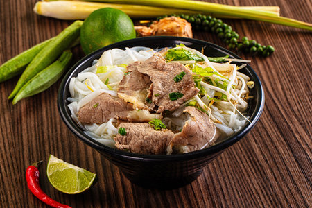 Vietnamese traditional pho bo soup with beef
