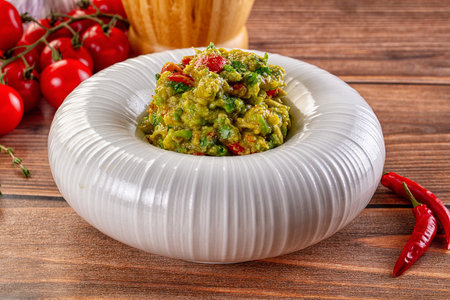 Green avocado guacamole dip snack sauce