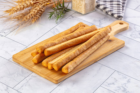 Baked Italian Grissini sticks heap for snack