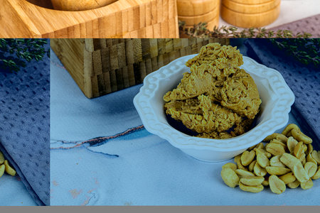 Crunchy peanut butter fat product for breakfast