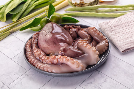 Gourmet luxury raw wild octopus for cookingの写真素材