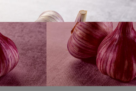 Ripe juicy aroma garlic seasoning spicesの写真素材