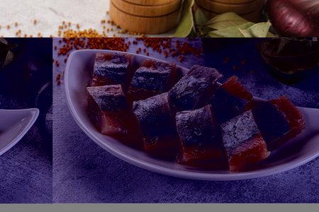 Salted herring fillet pieses snack with oil