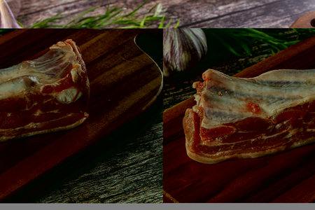 Raw pork spare ribs meat for cookingの写真素材
