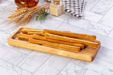 Baked Italian Grissini sticks heap for snack