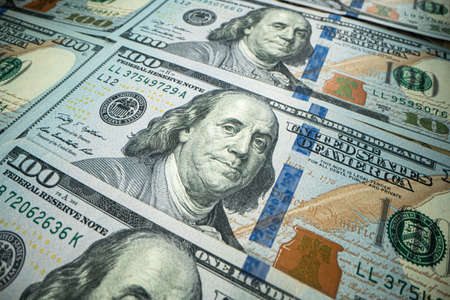 Macro shot One hundred dollars. Finance system of USAの写真素材