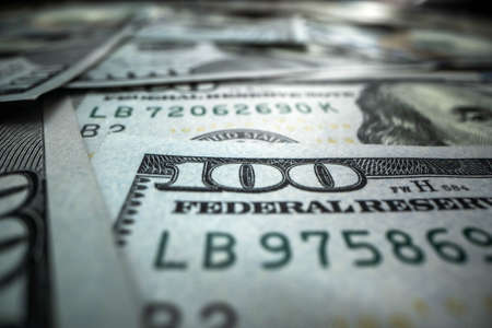 One hundred dollars USA currency value on macro shot.