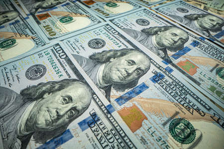 Macro shot One hundred dollars. Finance system of USAの写真素材