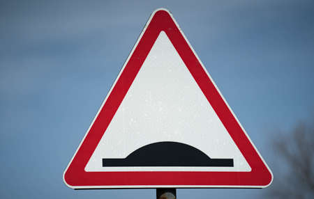 road sign for roughness on the road.の写真素材