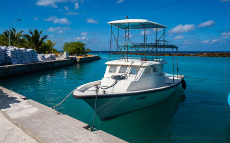 Ship standing near Bahamas Islandの写真素材