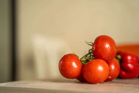 Fresh tomato are on the table. Summer mood. Good health.の写真素材