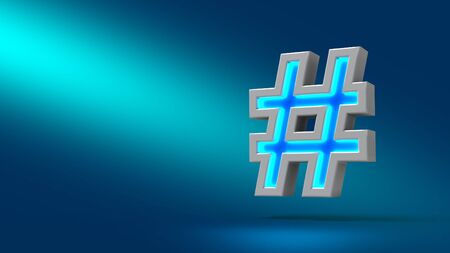 neon sharp or hashtag. set 3d sign illustrationの写真素材