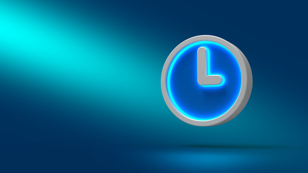 Clock on blue background. 3d illustration. Set for design presentations.の写真素材