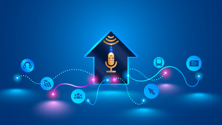 Home recognizes voice commands and manages devices.のイラスト素材