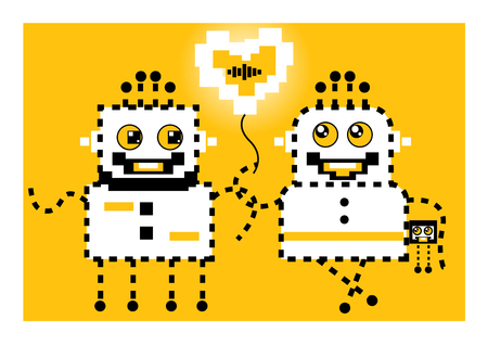 Cartoon robots love.のイラスト素材