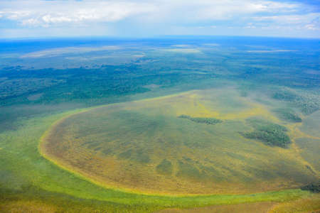 Marshes and forests of Western Siberia from the air