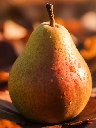 A Juicy Pear in Warm Sunlight.の素材