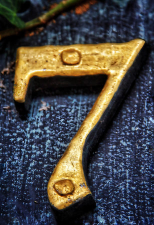 Sculpted Golden Seven- Lucky Number 7