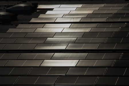 Solar Roof Tiles with Glossy Finish in Overlapping Pattern
