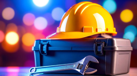 Construction Concept with Toolbox and Ambient Glowの素材