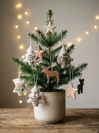 Tabletop Tree with Bells and Mooseの素材