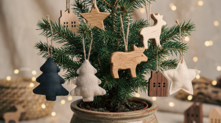 Felt and Wood Tree with Cozy Crittersの素材