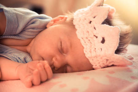 Cute newborn baby princess sleeping