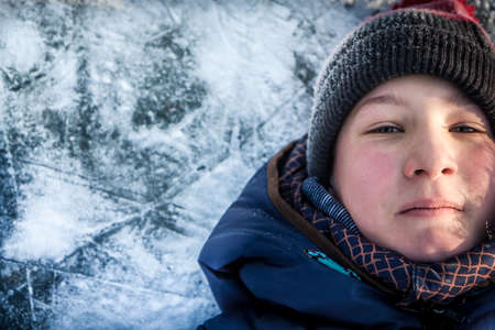 Child portrait on winter background