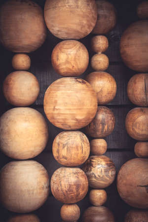 Abstract wooden sphere shapes as backgroundの写真素材