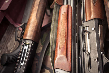 Hunting guns during duck hunting seasonの写真素材