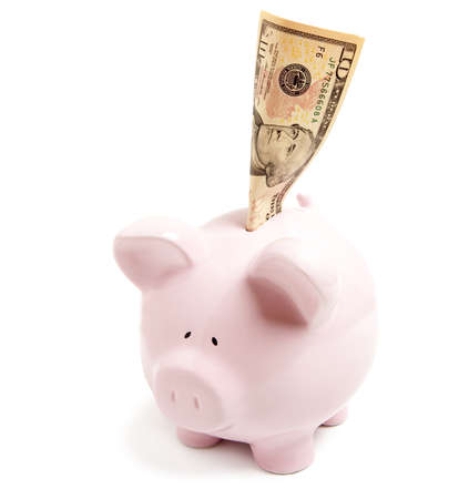 Piggy bank isolated on white background の写真素材