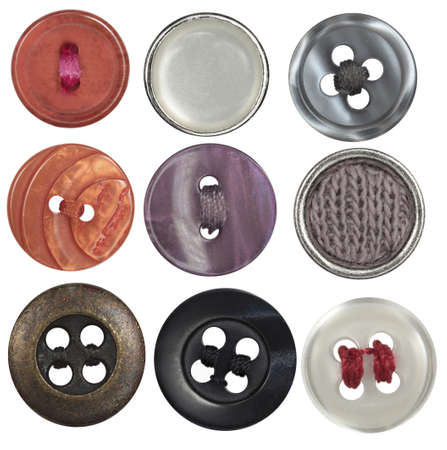 collection sewing button on white background の写真素材