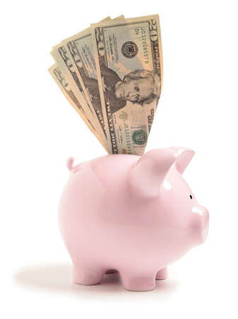 Piggy bank isolated on white background の写真素材